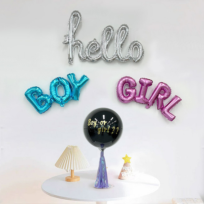 젠더리빌 풍선 DIY 세트 헬로 보이 걸, 혼합색상, 1세트