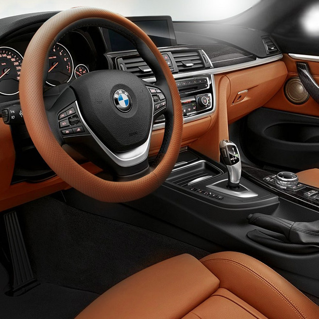 지엠지모터스 자동차 타공 가죽 핸들커버, 립브라운