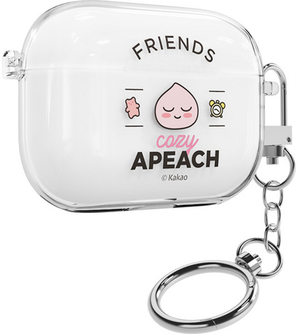 KAKAO FRIENDS 角色印花鑰匙圈透明保護殼, Airpods Pro, Face Apeach, 1組