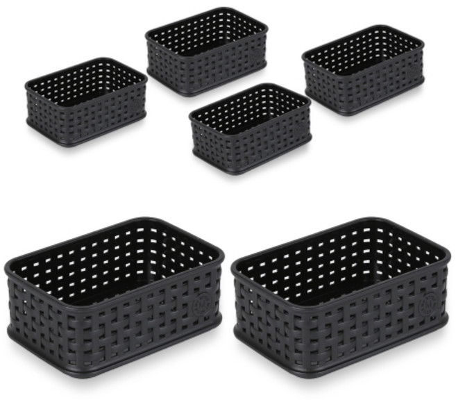 마이스타일 직T 라탄 바스켓, 블랙, 6개