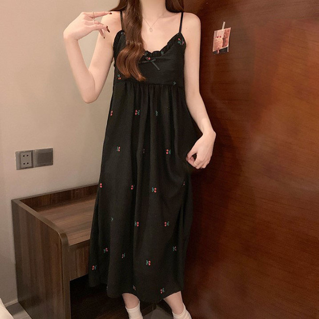 cofv 女用復古棉質連身睡衣