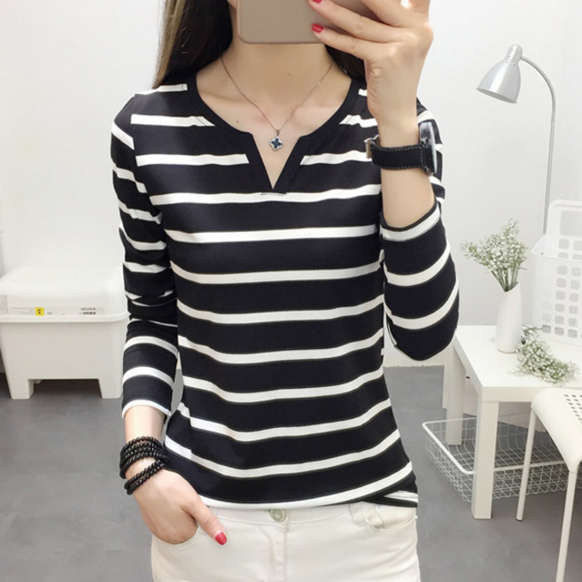LUNA GIRL 女款 Neiduje 大尺碼 V領撞色T恤 L26FT062214