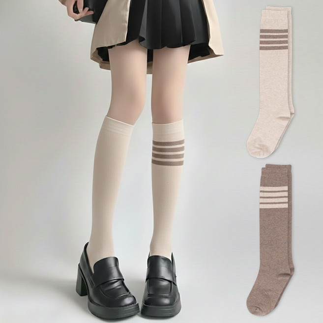 시너싹스 여성용 클래식 싱글 포인트 링글 니삭스 2켤레