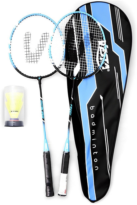 VESTA 羽球拍 VB001 2入 + 羽球 2入 + 全罩式拍套組, 1組