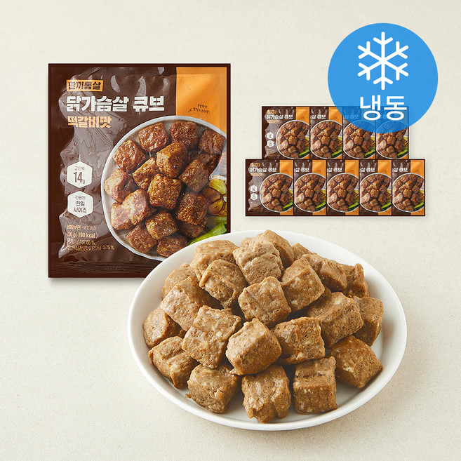 한끼통살 닭가슴살 큐브 떡갈비맛 (냉동), 100g, 10개, 1개입