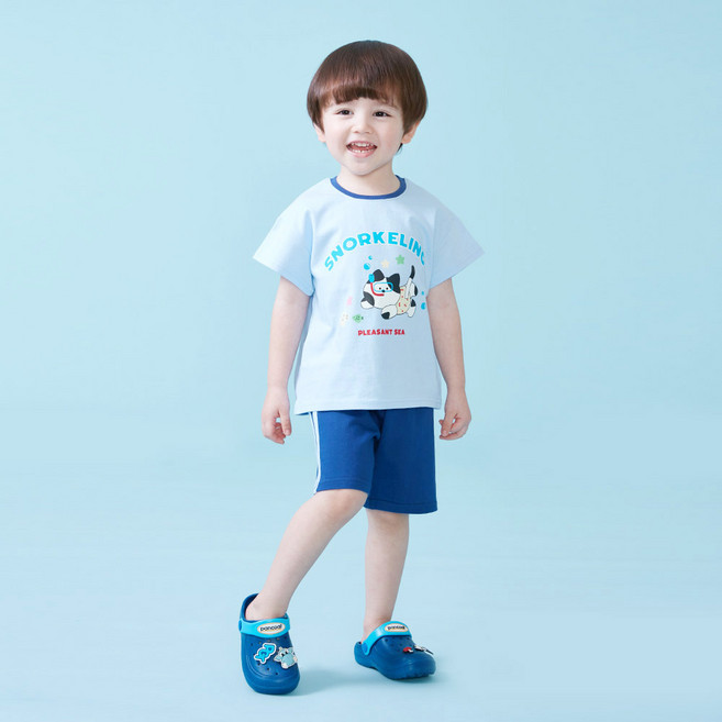 KIDSCOMO 兒童透氣涼感短袖上下衣套裝