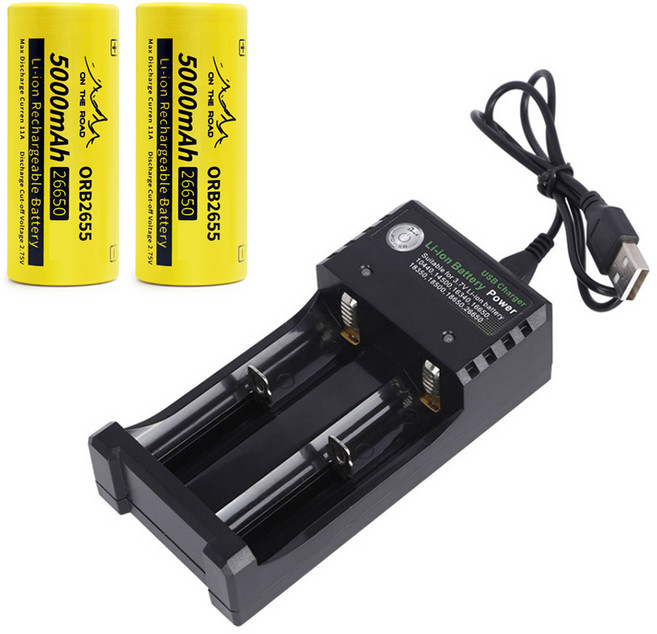 미나티 리튬이온 충전지 전용 홀더 2구 J48 + 충전식 배터리 J47 26650 5000mAh 2p, 1세트