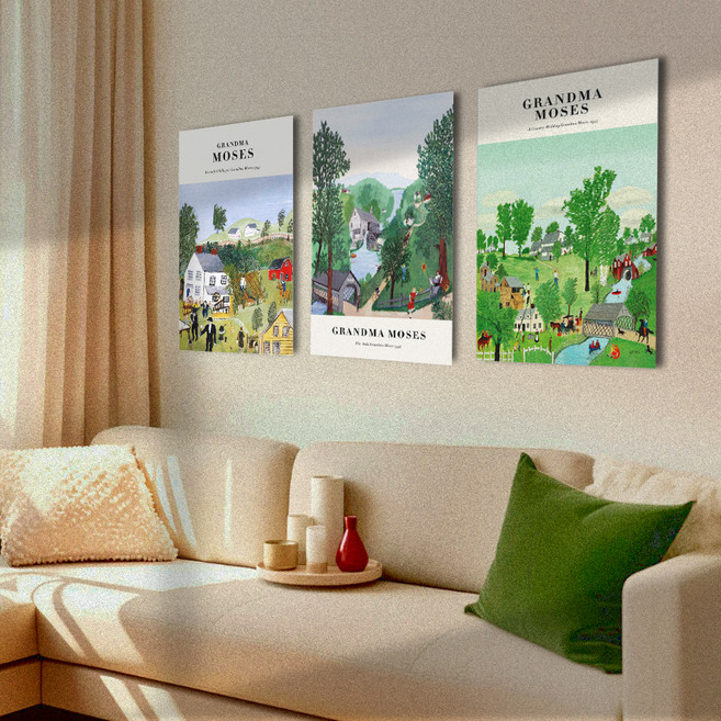 funyz 薄框名畫泡棉板海報畫框組 摩西奶奶C, 無