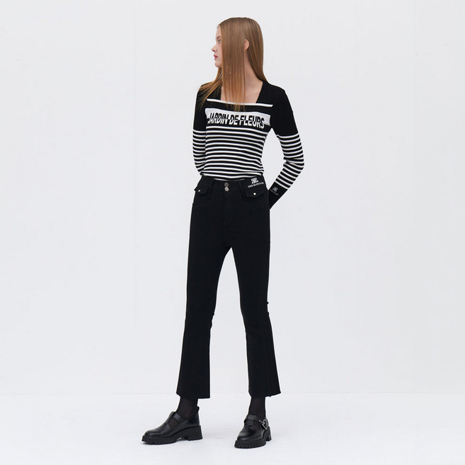 에고이스트 여성용 엠브로이더리 스판 부츠컷 팬츠 ER2BO415