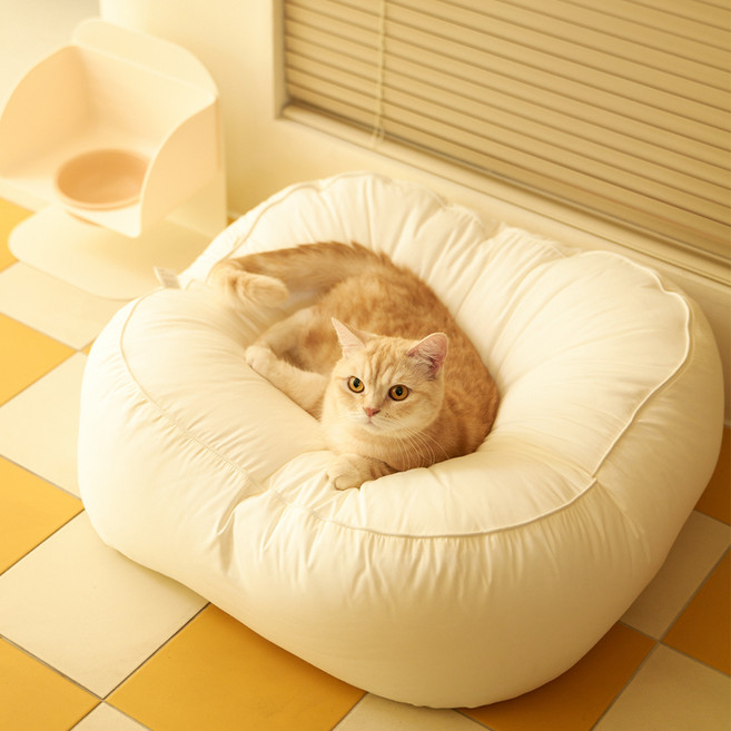 동원아르르 고양이 꿀잠 해먹방석 모달 Ver, 바닐라 아이보리, 1개