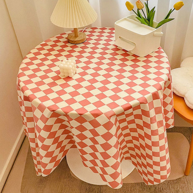 GUNU 감성 홈카페 식탁 테이블보, 레드체크, 1개, 90 x 90 cm