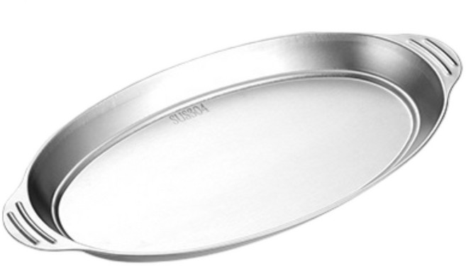 아워웍스 스테인리스 타원형 깊은 접시, 실버, 1개