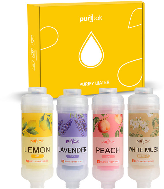 퓨리탁 비타민 샤워필터 선물용 4종 세트, 1개, 스윗레몬,프로방스라벤더,스윗피치,화이트머스크