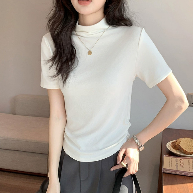Banya Story 女款 QQ112 修身半高領短袖T恤