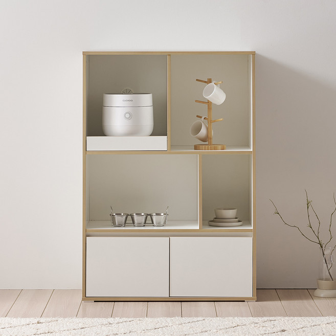 웰퍼니쳐 키체나 주방 800 렌지 수납장 리프 방문설치, 화이트 리프, 3단