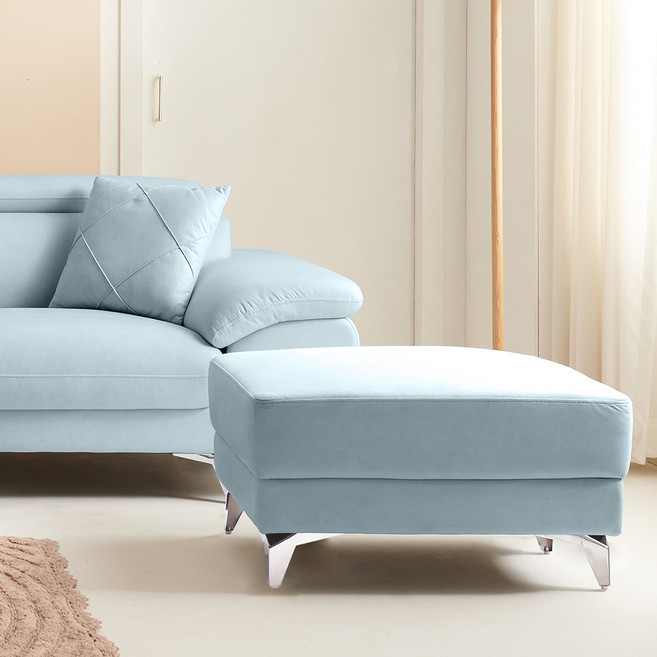 아로미가구 모니카 패브릭 3인용 소파 + 스툴 + 쿠션 1p 방문설치, 아이스블루