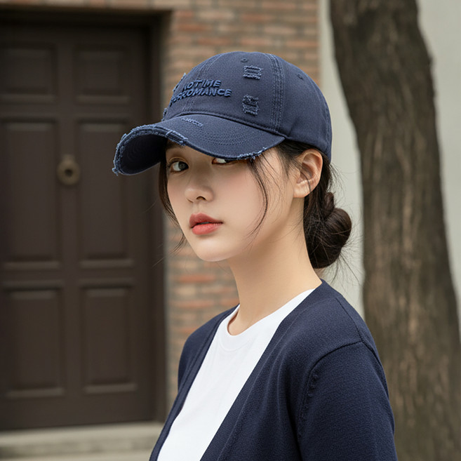 Midami NOMANCE 水洗破損感日常刺繡亮點棒球帽 1632