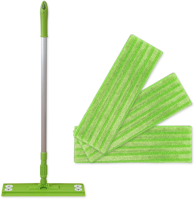 청소밀대 그린 + 극세사 고급물걸레용 스트라이프 밀대패드 3p 세트, 1세트