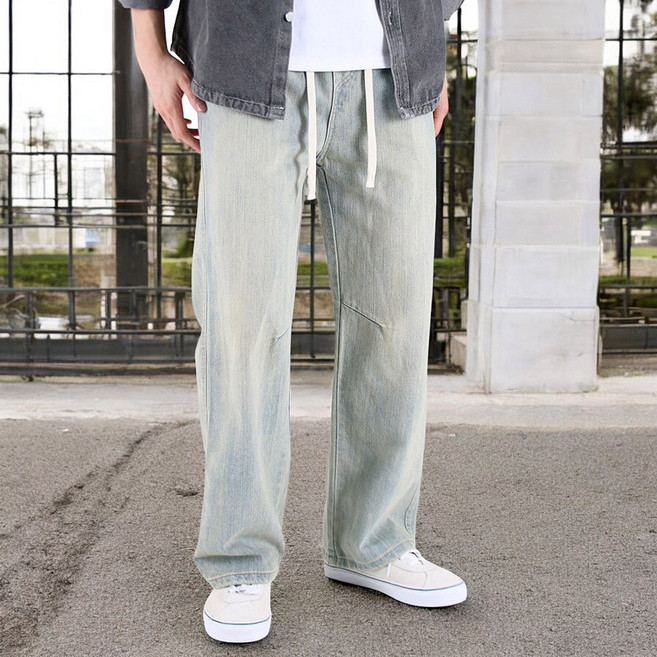 남성용 워싱 버뮤다핏 밴딩 청바지 ND73