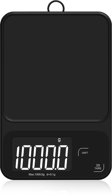 베르덴 홈베이킹 0.1 와이드 전자저울, 1kg, 블랙, BE-SCALE-BK1