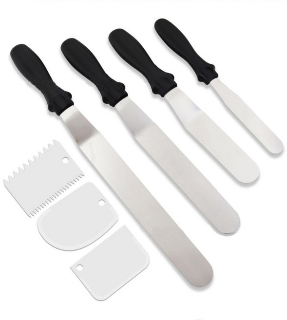 케익만들기 도구 스페츌러 4종 + 스크레이퍼 3종 세트, 혼합색상, 1세트