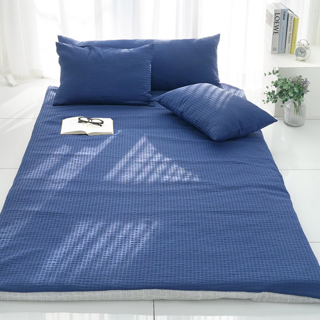 스코홈 국내 제조 여름 냉감 시어서커 홑겹 요커버, 심쿵네이비