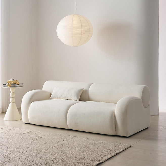 웰퍼니쳐 메이루 램퍼 패브릭 3인용 소파 쿠션 방문설치, 화이트