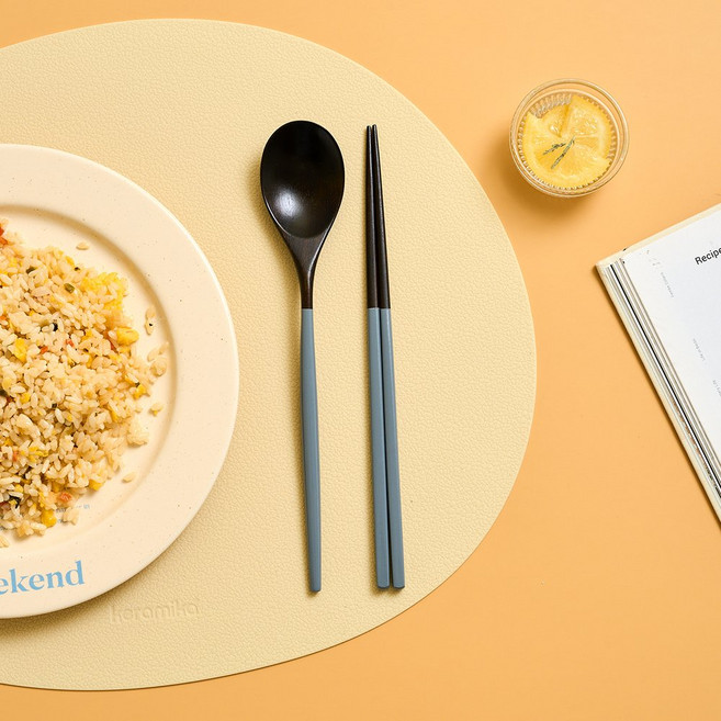 모던하우스 옻칠 마카롱 블랙 컬러 수저 세트, 그레이, 숟가락 + 젓가락, 1세트