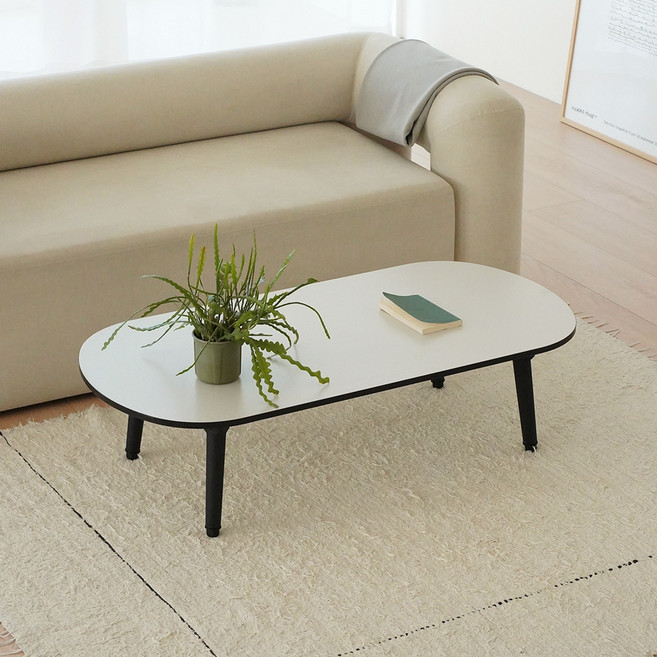 레몬트리 LPM 엣지라인 타원형 6단 높이조절 접이식테이블, 블랙 그레이