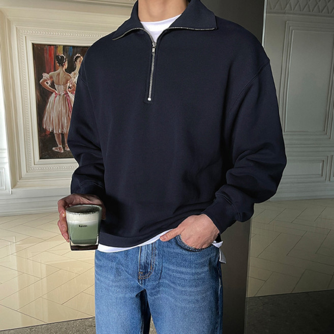 조군샵 남성용 탄탄한 헤비코튼 하프집업 맨투맨 JG1936