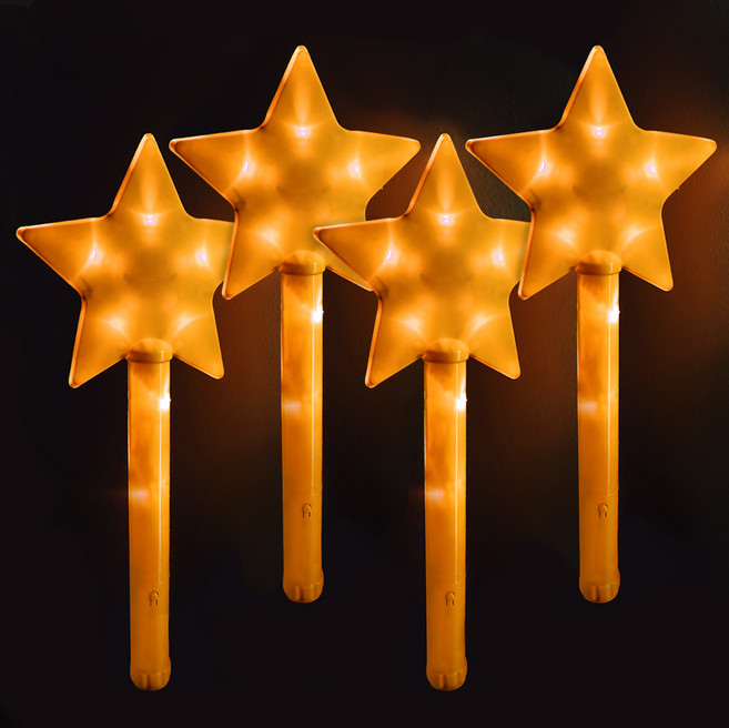 바에이비오 LED 대형 별 응원봉 콘서트 스타 야광봉, 오렌지, 4개