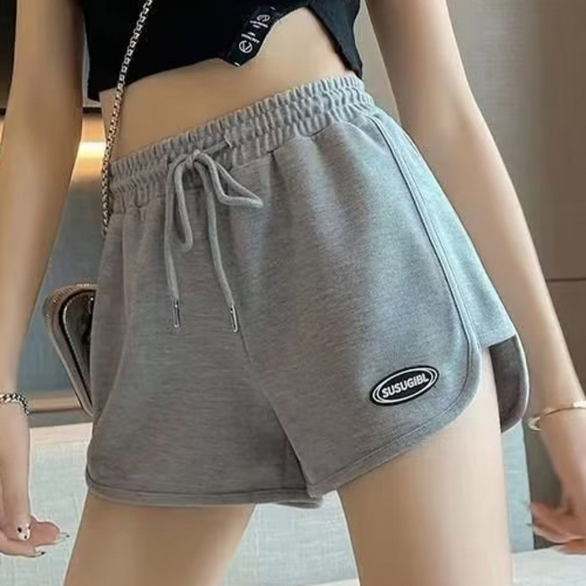 아이캔심플 여성용 캐주얼 하이웨스트 밴딩 트레이닝 숏팬츠