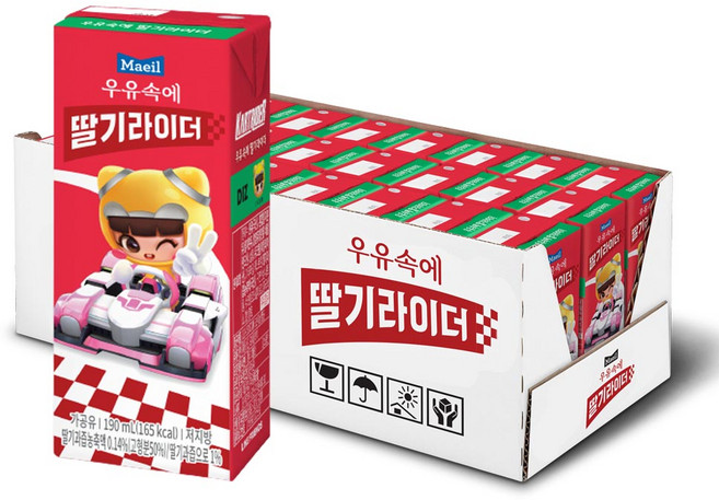 매일유업 우유 속에 딸기라이더, 190ml, 24개
