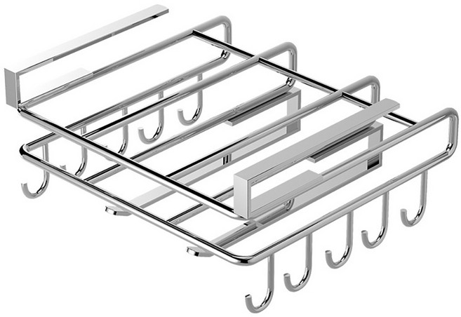 小麥購物 砧板鍋蓋多功能櫥櫃懸掛廚房置物架 帶鉤款 L2415, 1個, 銀色