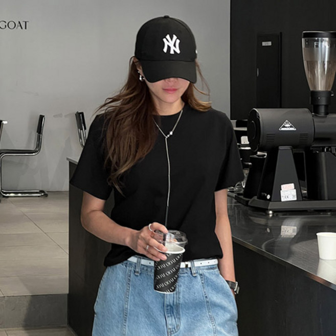 난닝구 여성용 마폴드 라운드 반팔 티셔츠