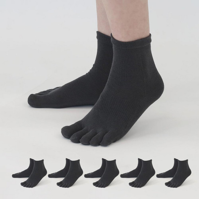 이지레그 남성용 발가락 밴드 중목 양말 5족 세트