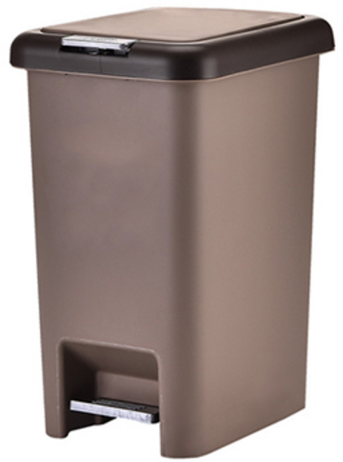 스타 원터치 발판 사각 휴지통 8L, 브라운, 1개