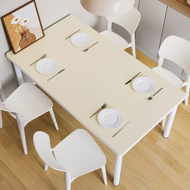 트리아노 가죽 방수 테이블 매트, 크림, 1개, 70 x 120 cm