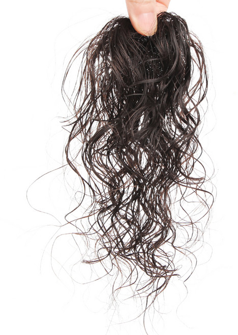 여우가발 원핀 웨이브 인모 정수리 부분가발 W2012, 진한갈색, 1개