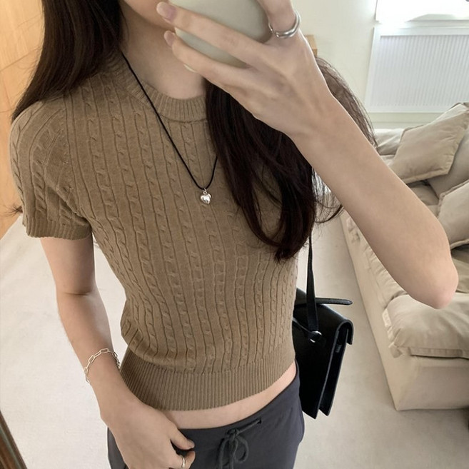 I'M MONG 女款Rudiel麻花短袖針織衫