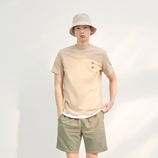 베이직하우스 면 기본 프린트 반팔 티셔츠 LWTS3106