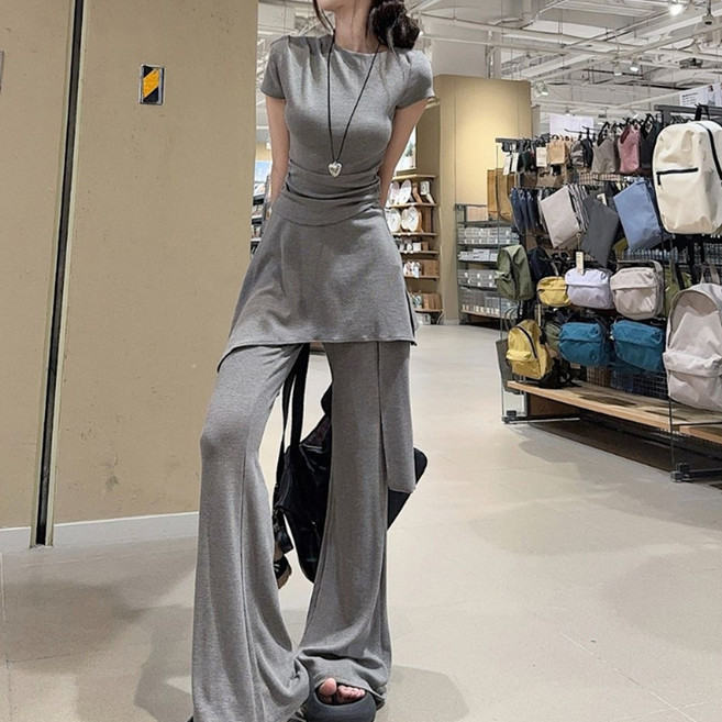 피어니스트 플레어 날씬 슬랙스 투피스 세트