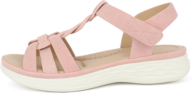 제이슈 여성용 가벼운 델랏 T스트랩 플랫 샌들 4cm