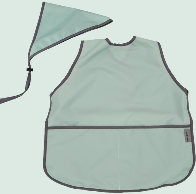 베베슈에뜨 유아용 파스텔 방수 민소매 앞치마 + 두건 세트