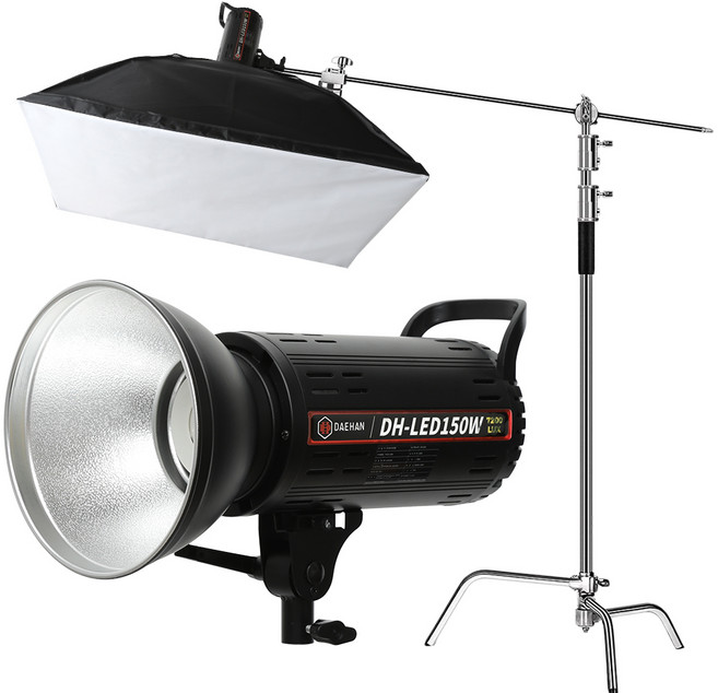 대한 스튜디오 인물 음식 제품 인테리어 라이브 방송 촬영 조명 지속광 썬빔라이트 150W + 소프트박스 C스탠드 세트, 1세트, SUN-SET-04