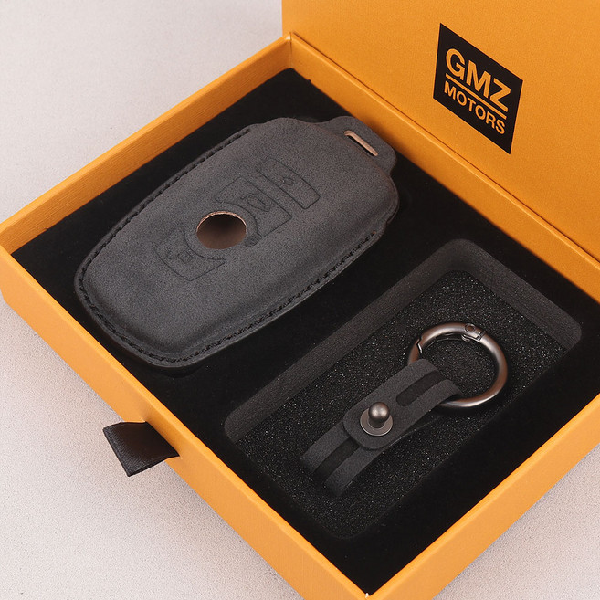 지엠지모터스 차 키케이스 자동차 가죽 스마트 키케이스 알칸타라, 블랙, BMW 3/4버튼 BM01