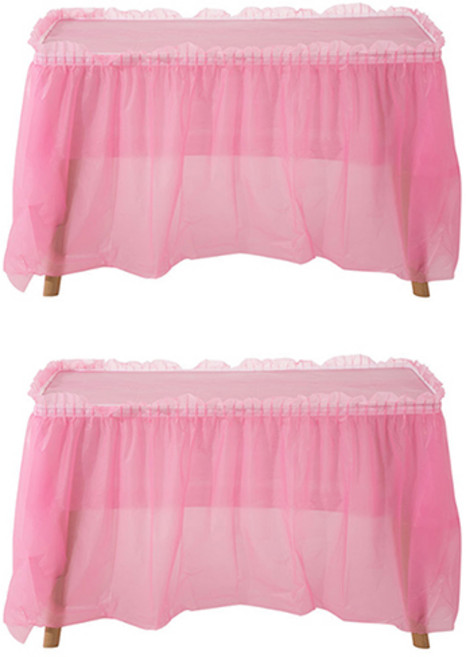 마켓감성 파티 웨딩 식탁 테이블스커트 세트, 핑크, 2세트