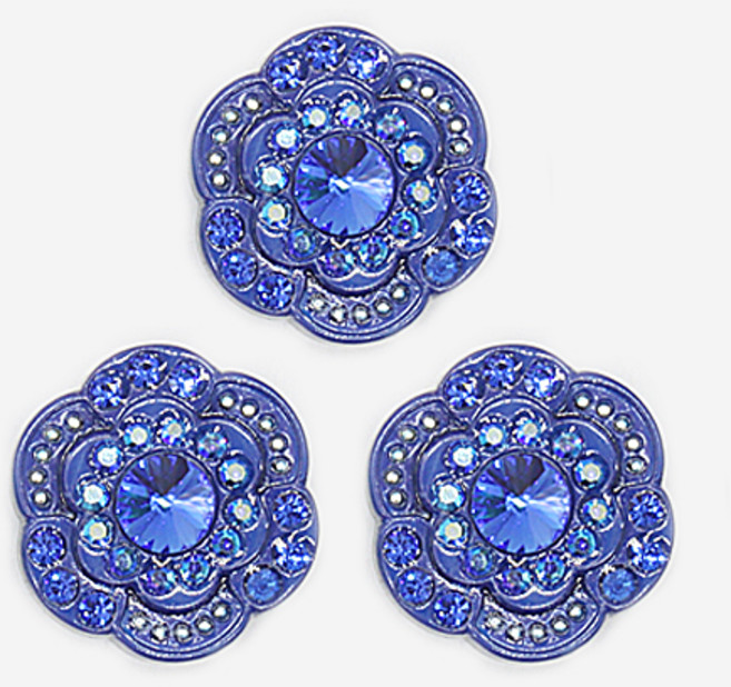 큐빅 보석 단추 벚꽃 21mm, 블루, 3개