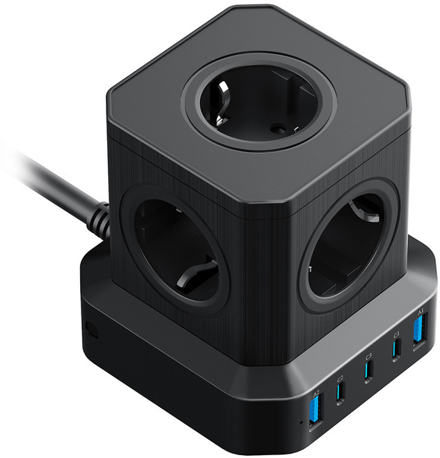 애니게이트 타워형 멀티탭 4000W 5구 AC489, 1개, 블랙, 2m