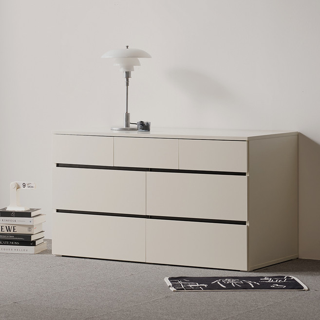 웰퍼니쳐 캐빈 와이드 3단 7칸 서랍장 1200 방문설치, 크림 아이보리